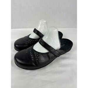 Orthaheel Airlie Mules Clogs Slip On Black Leather Size 9 Arch Support Orthotic